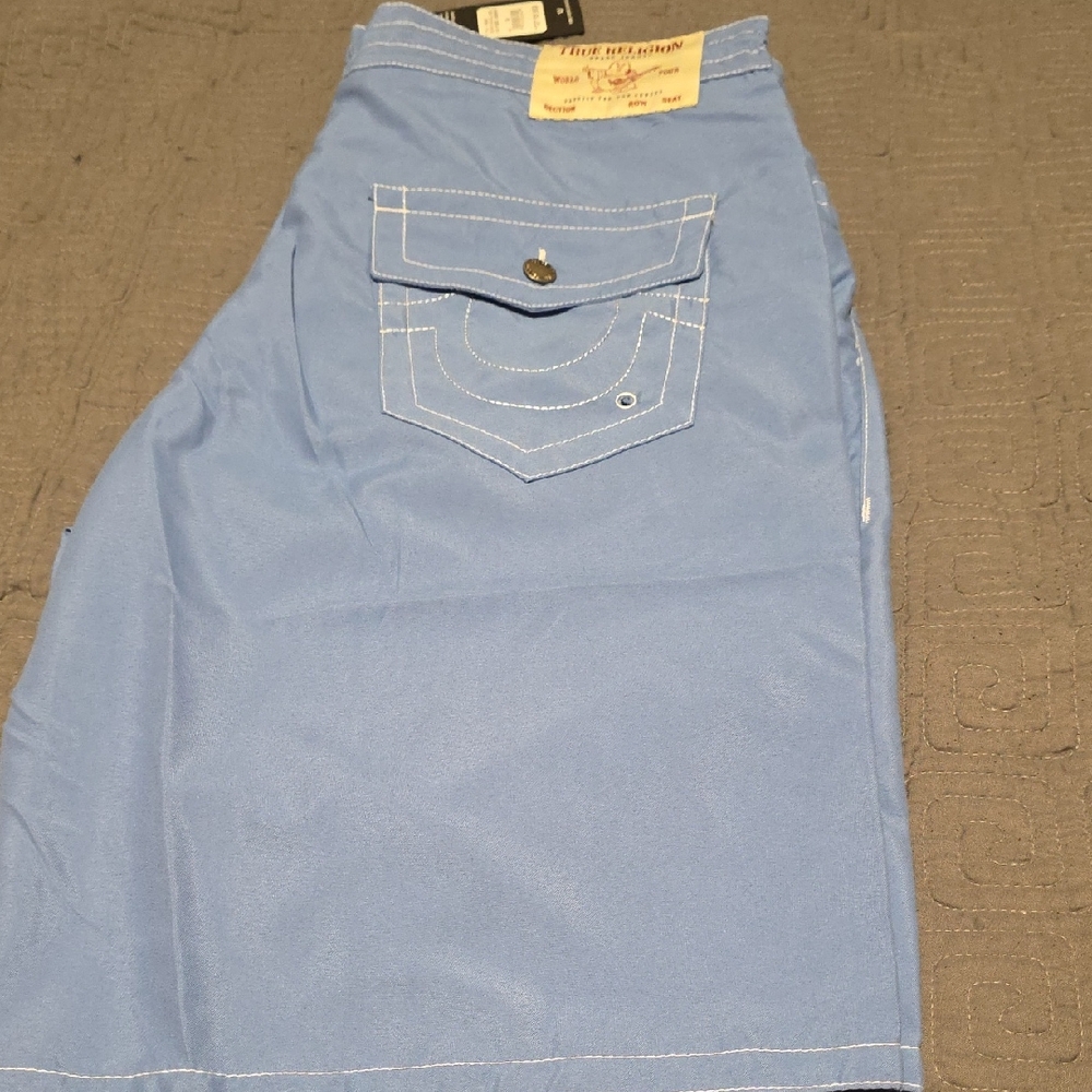 True Religion Light Blue Cargo Shorts
